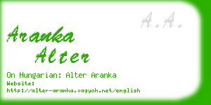 aranka alter business card